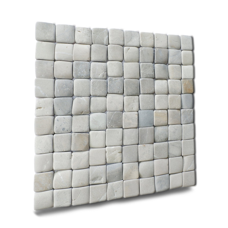Florida 12" x 12" Natural Stone Grid Pebble Mosaic Wall Tile, Gray
