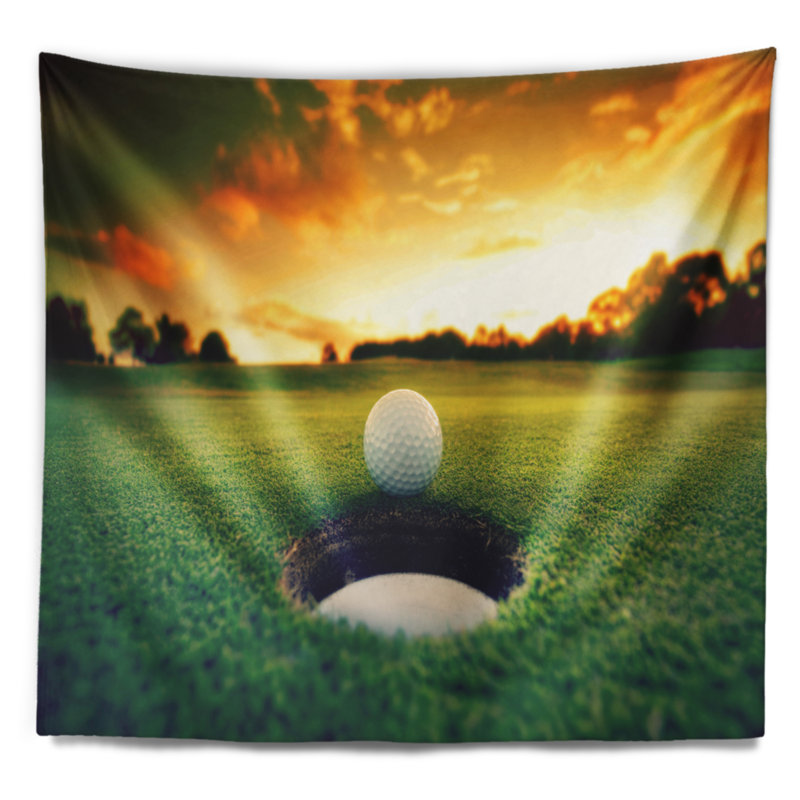 Tapisserie en polyester boule de golf près du trou avec accessoires suspendus inclus, H 68 po x l 80 po