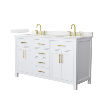 Beckett 60" Freestanding Double Bathroom Vanity with Quartz Top