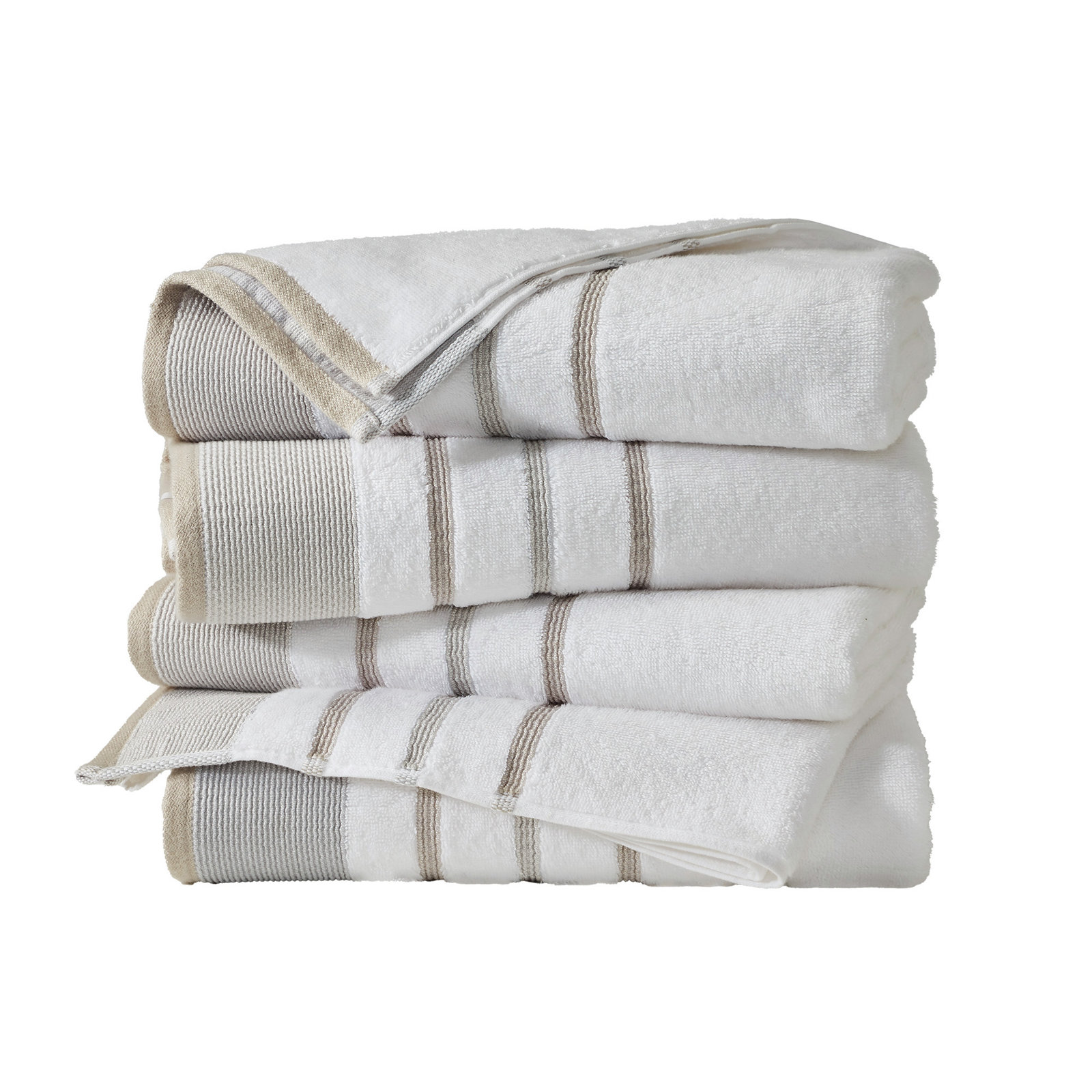 Deanthony Luxury Cotton Decorative, Glacier Gray/Cappuccino, Bath Towels - 4 Pack