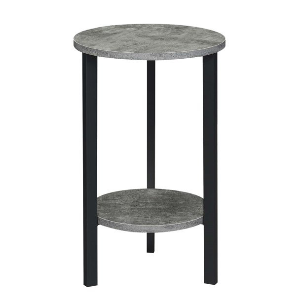 Support à plantes rond Migues, H 23,75 po x L 15 po x l 15 po, Ciment / noir