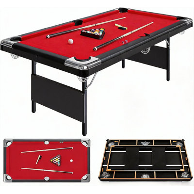 Table de billard de 7 pieds, tables de billard portatives, table de billard pliante, jeu complet de boules de billard, 2 queues de billard, brosse à craie et feutre pour salle de jeux familiale