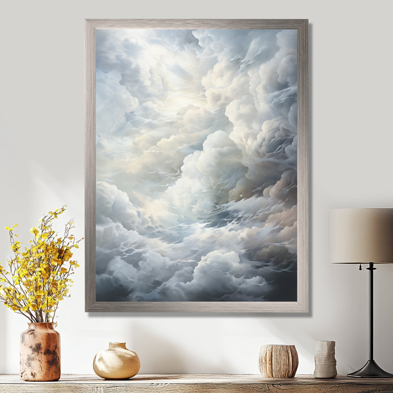 Jahquez Clouds Whispering Clouds II - Clouds, impressions sur toile, 44" H x 34" W, Silver Picture Framed