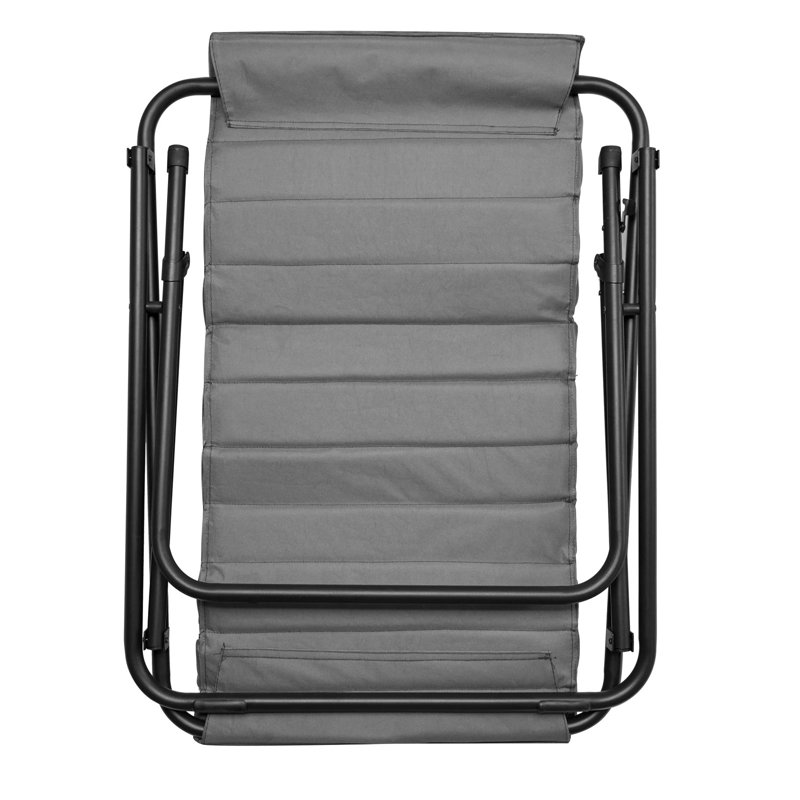 Chaise longue pliante en cuir Vegan, Gris / Noir