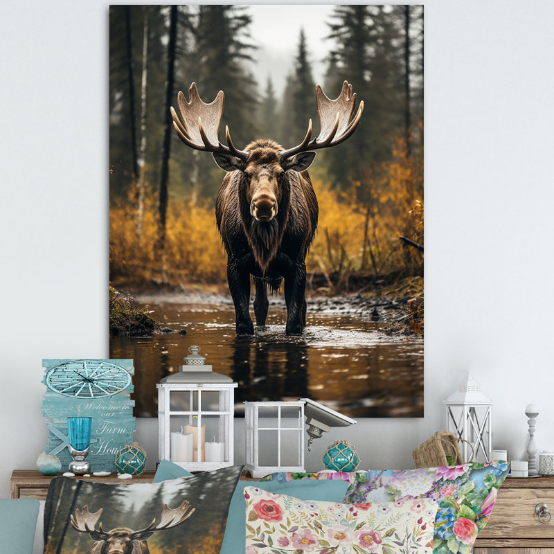 Orignal majestueux de Cammeray en Alaska - Alaska, art mural, H 40 po x l 30 po x P 1,5 po, Toile tendue