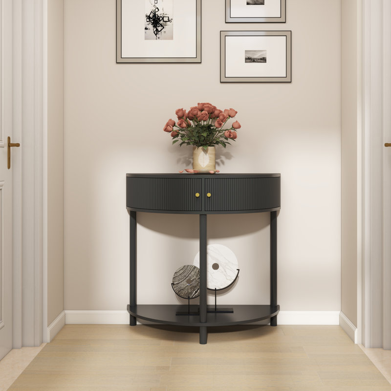 Console demi-lune Artisan, Gris foncé