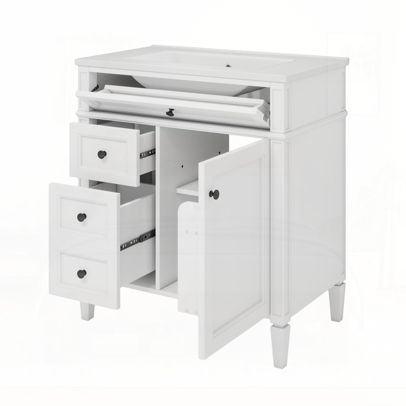 Meuble-lavabo 30 po avec lavabo supérieur, Noir, Blanc