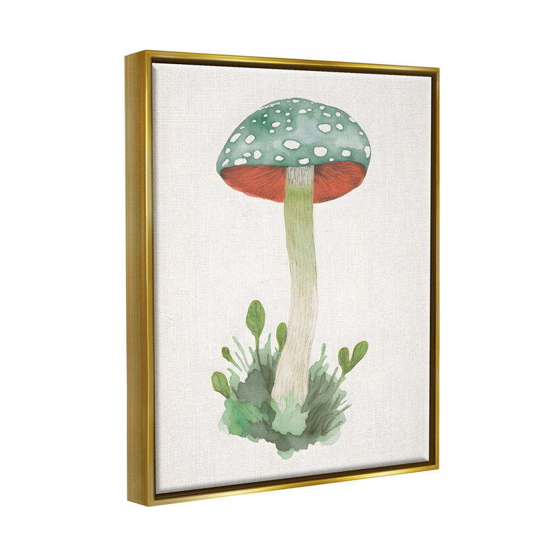 Bb-062-Floater Spotted Aquarelle Champignon, reproduction sur toile, Cadre flottant métallique doré