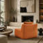 Canapé sans accoudoirs avec coussin en tissu - orange-131578258