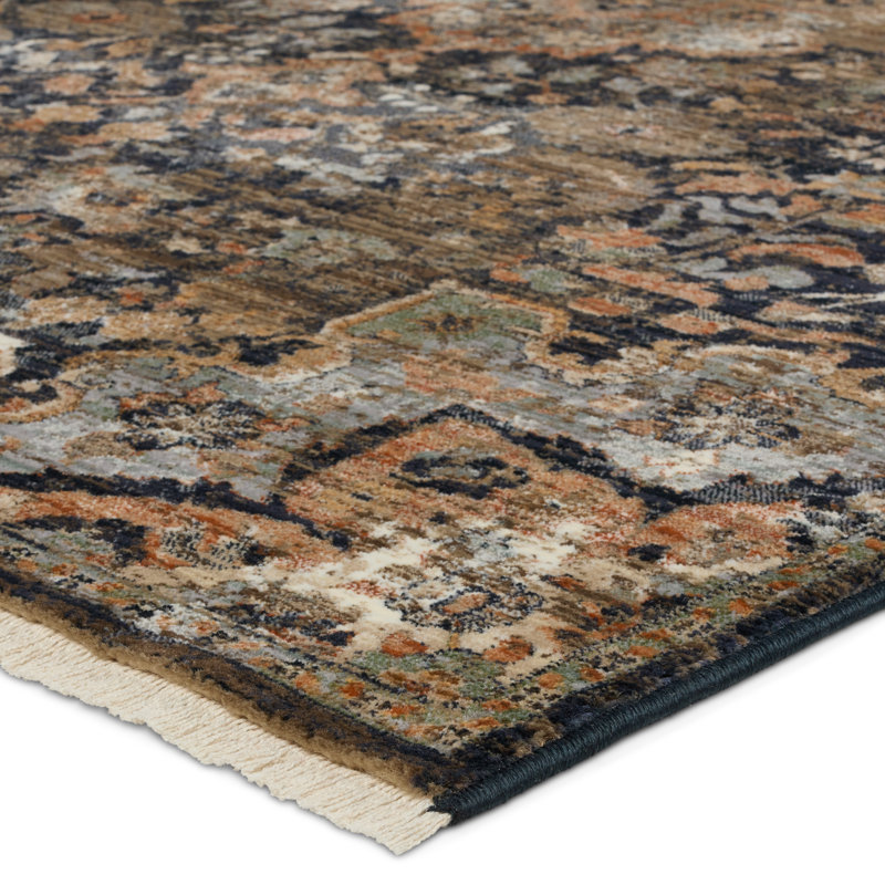 Miko Soft Power-Loomed Oriental Area Rug with Distressed Medallion