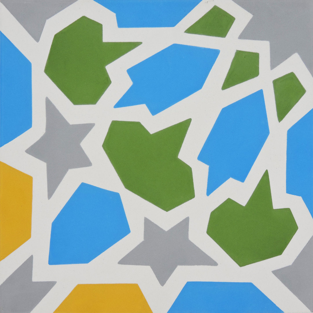 Bahja 8" x 8" Cement Patterned Wall & Floor Tile Moroccan Mosaic