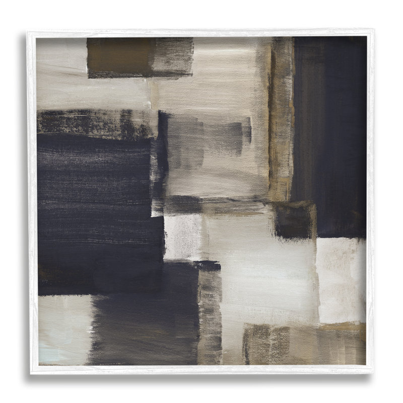 Abstrait noir et brun, impression sur bois, Estampe numérique encadrée blanc bord de mer, H 17 po x l 17 po x P 1,5 po