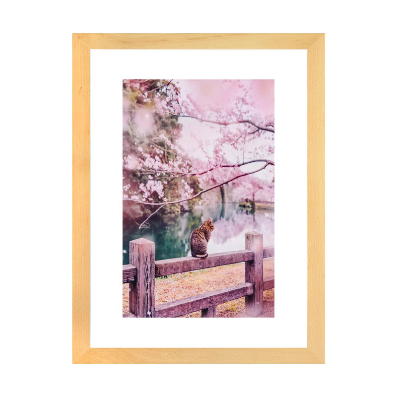 «Tender And Pink» - Imprimé, H 24 po x l 16 po x P 1 po, Papier beaux-arts encadré bois naturel, Blanc mat