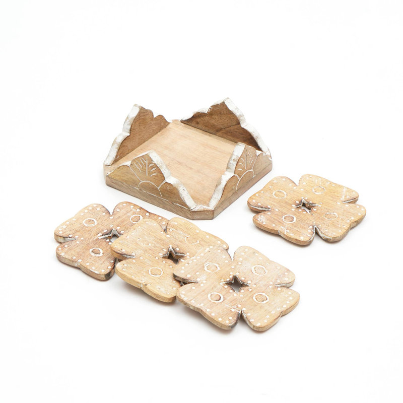 Wood Coaster Set | 4 Pcs Wooden Coasters 