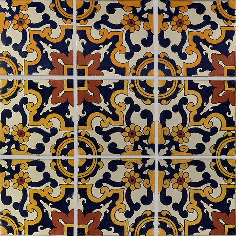 4.2" x 4.2" 9pcs TalaMex Hidalgo Talavera Mexican Clay Tile Handmade Talavera Backsplash