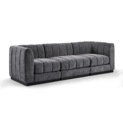 Myrhn Modular Sectional, 3-Seater Contemporary Sleeper with Solid Wood Base