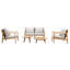 Ensemble de conversation d'extérieur en bois d'acacia avec coussins 5 pièces Thane