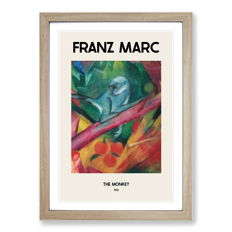 The Monkey by Franz Marc - Picture Frame Painting, Oak Framed, 48cm H x 36cm W x 2cm D