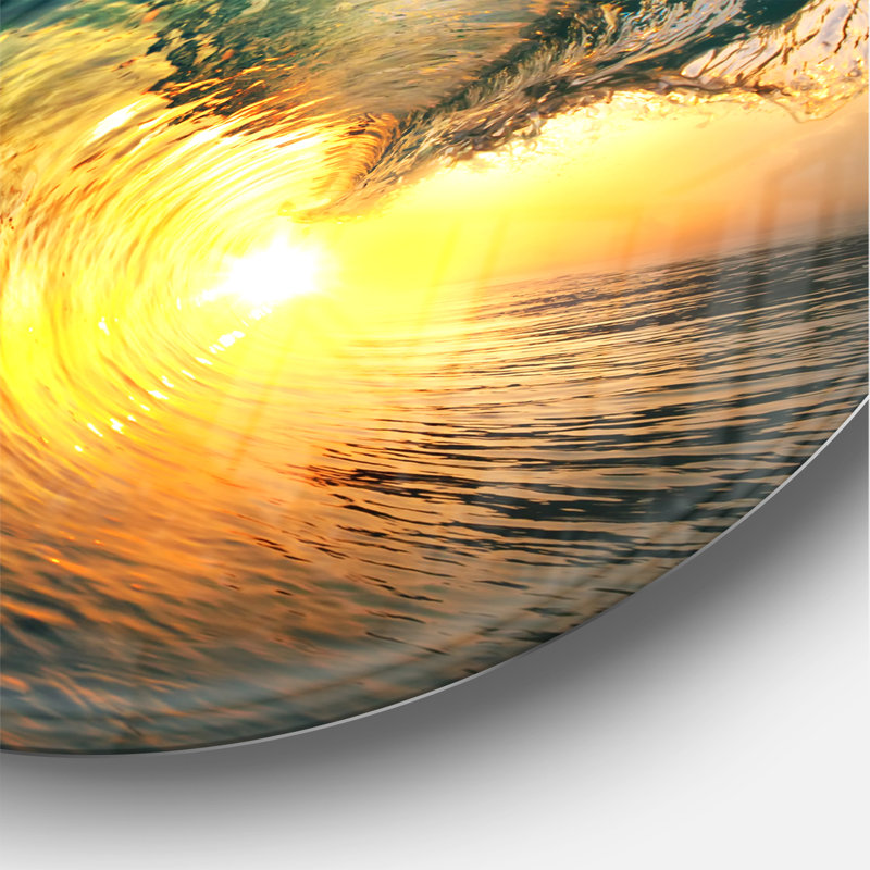 Colored Ocean Waves Falling Down VI - Coastal Wall Clock, Medium