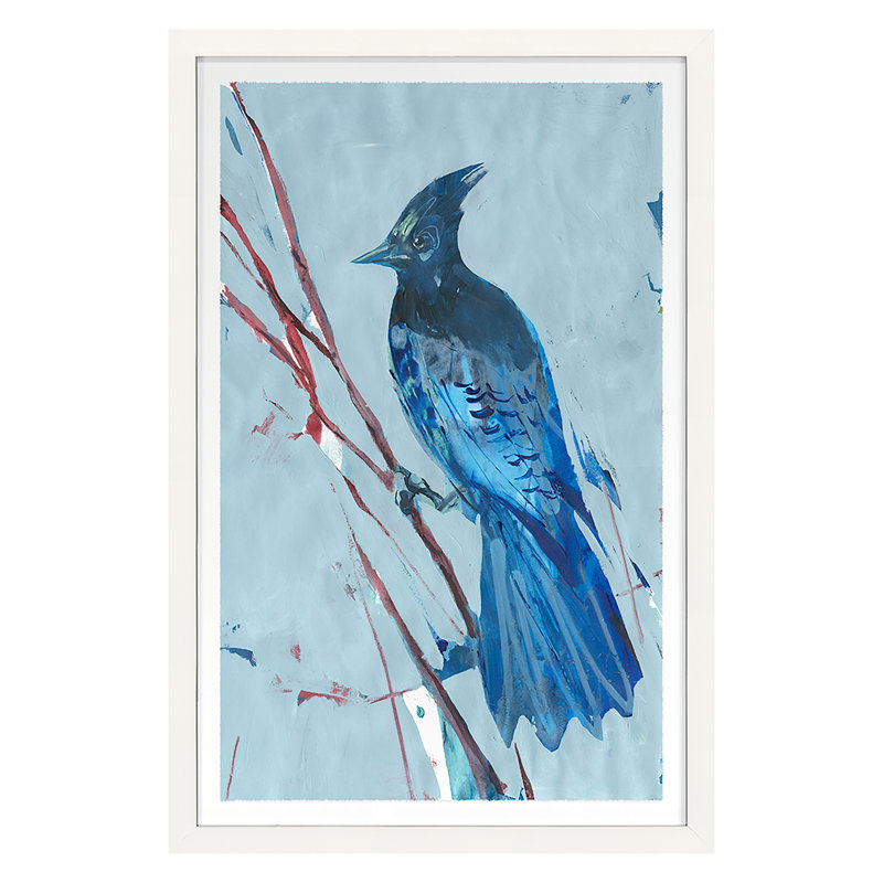 Blue Jay 3 Print by PC Ngo, 45" H x 30" W, White Framed