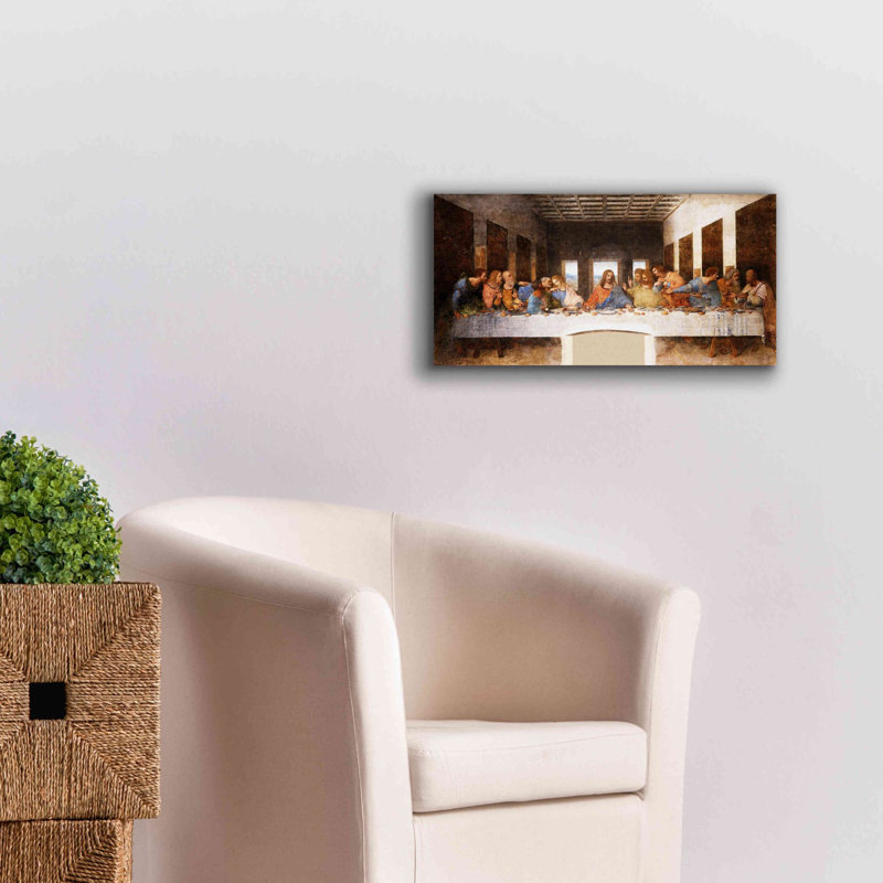 «The Last Supper» par Leonardo da Vinci, art mural sur toile, H 12 po x l 24 po