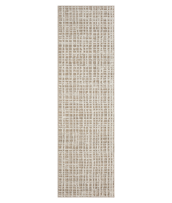 Tapis intérieur / extérieur beige en polypropylène Burrosa, Tapis de couloir 2 pi 2 po x 7 pi 6 po