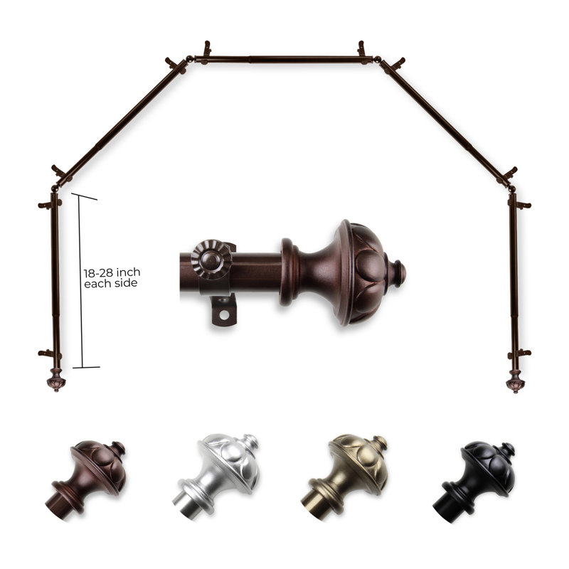 Tringle à rideaux simple ajustable Blondene, 28 po à 48 po (chaque côté), Cacao