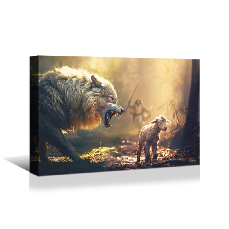 «Lost Lamb & Evil Wolf», toile encadrée, H 20 po x l 30 po