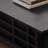32" Modern Square Coffee Table with Grid Lattice Design and 2 Storage Drawers, Low Profile Black Media Table