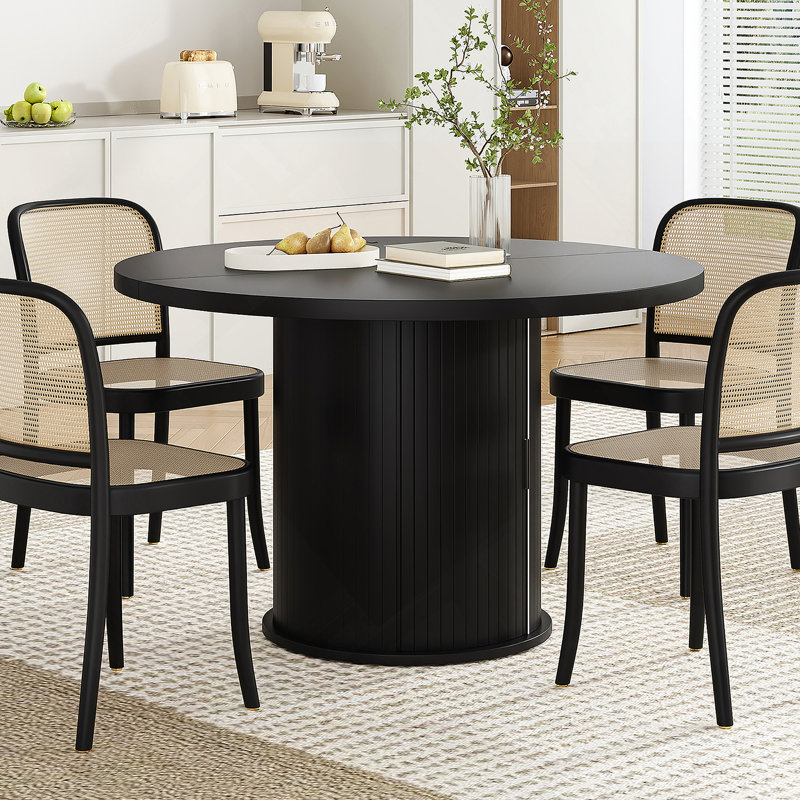 Table de salle à manger ronde 43 po pour 4 personnes, petite table de cuisine en bois avec base en métal robuste, table de salle à manger ronde moderne pour salle à manger, assemblage facile