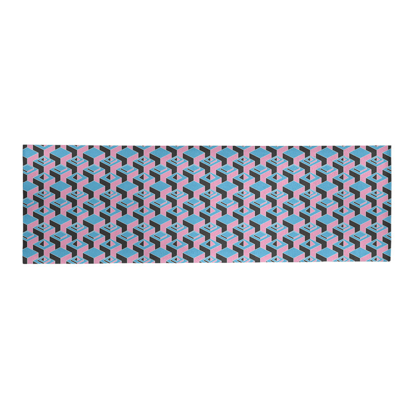Tapis rose/noir/bleu ciel skyscrapers dark, Tapis de couloir 2 pi 5 po x 8 pi