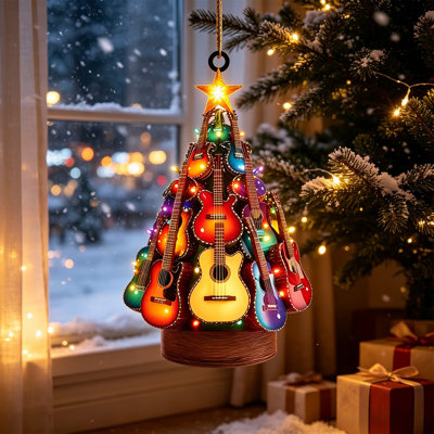 Christmas Decorations Acrylic 2D Christmas Tree Ornaments Set Xmas Party Hanging Decorations For Christmas Tree