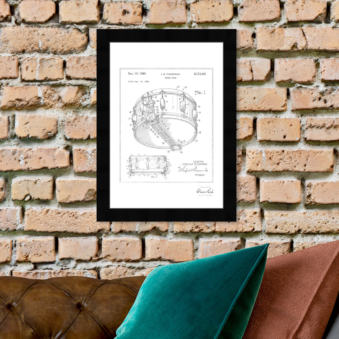 'Snare Drum 1962' Framed Graphic Art in Silver