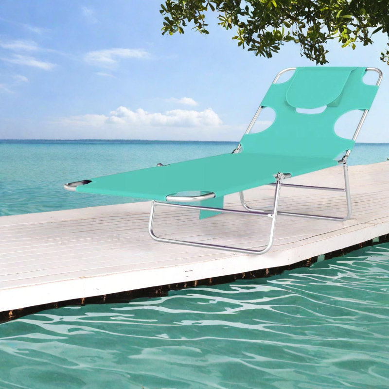 Chaise longue de patio réglable avec rangement, structure en acier, style moderne
