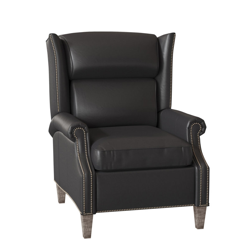 Fauteuil inclinable standard de 33 po de largeur Vassilios, Nickel n<sup>o</sup> 9, Cuir véritable Outsider Raven, Pierre