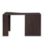 Bureau espresso classique avec surface en bois stratifié, tiroirs de rangement, tablettes et armoire fermée
