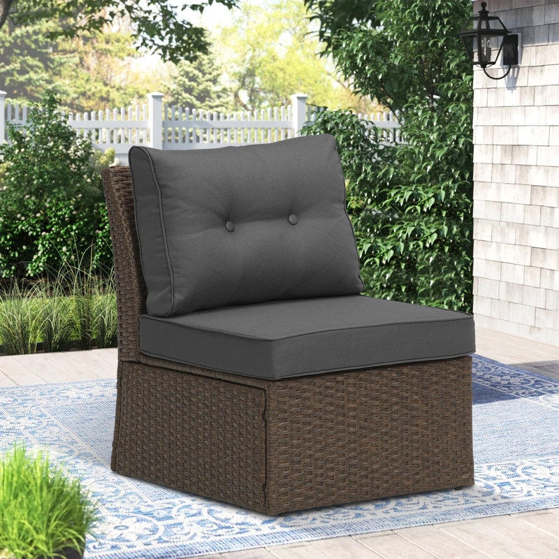 Chaise de patio avec coussins, Gris foncé, Brun