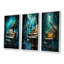 Ensemble de 3 décorations murales Blue Piano-984917710-984917708