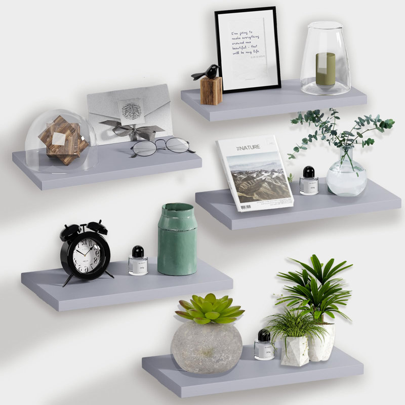 Carlean 5 Piece Floating Shelf, Gray