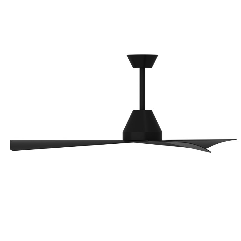 Ventilateur de plafond moderne de 45,1 po avec moteur à courant continu entièrement en cuivre et pales en ABS noir, conception à 3 pales, télécommande à 6 vitesses