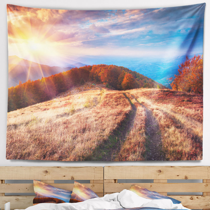Tapisserie à montagnes carpathian de paysage belle, H 68 po x l 80 po