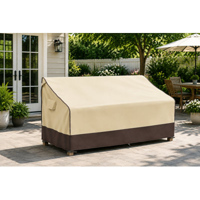 Waterproof 2-Seater Patio Sofa Cover, Heavy Duty Outdoor Couch Cover, 62" W x 42" D x 35" H, Brown & Khaki