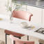 Table de bar semi-circulaire en plaque de pierre blanche pure.-269579613