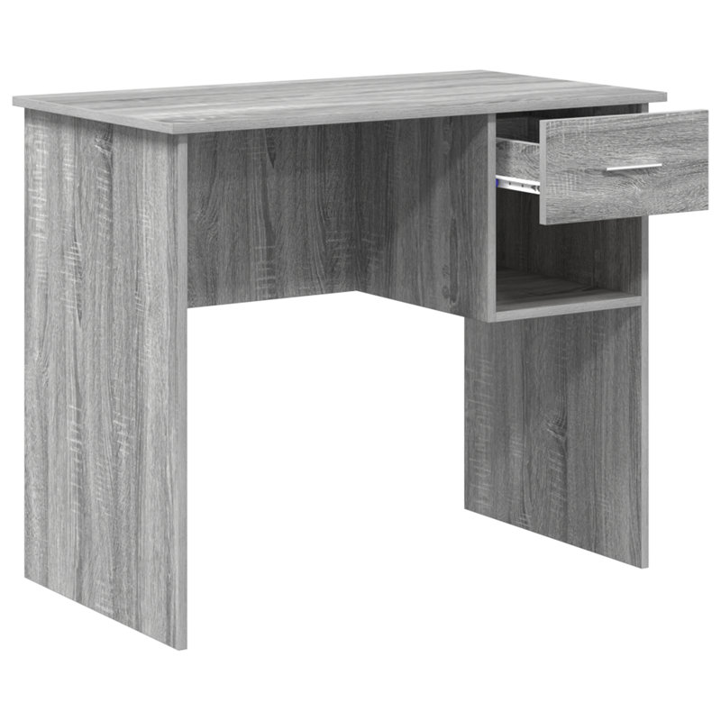 Desk With Storage 90X49.5X75 Cm Engineered Wood, Grey Sonoma
