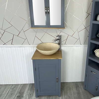 Marshburn 485mm Single Bathroom Vanity with Vessel Stone Basin