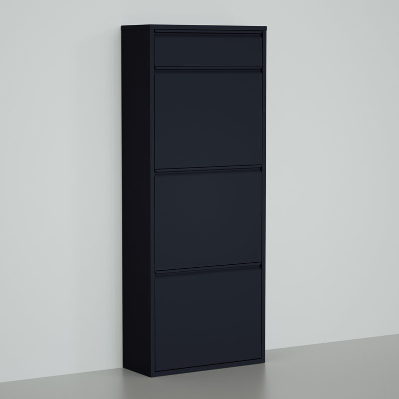 Shoe Cabinet Rack With Extra Top Drawer For Accessories, Black