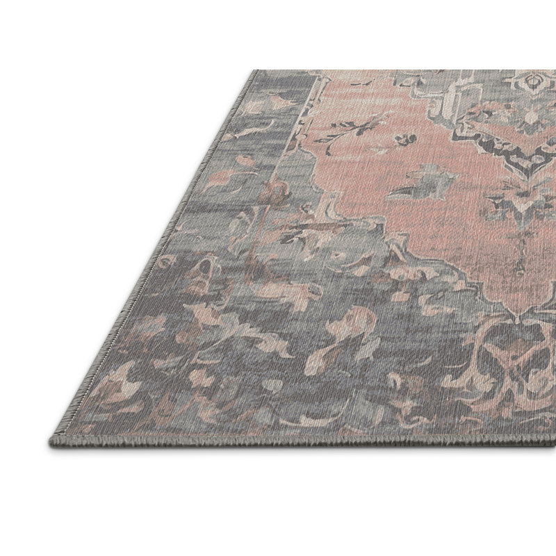 Tapis gris lavable à la machine, Rectangulaire 3 pi x 5 pi