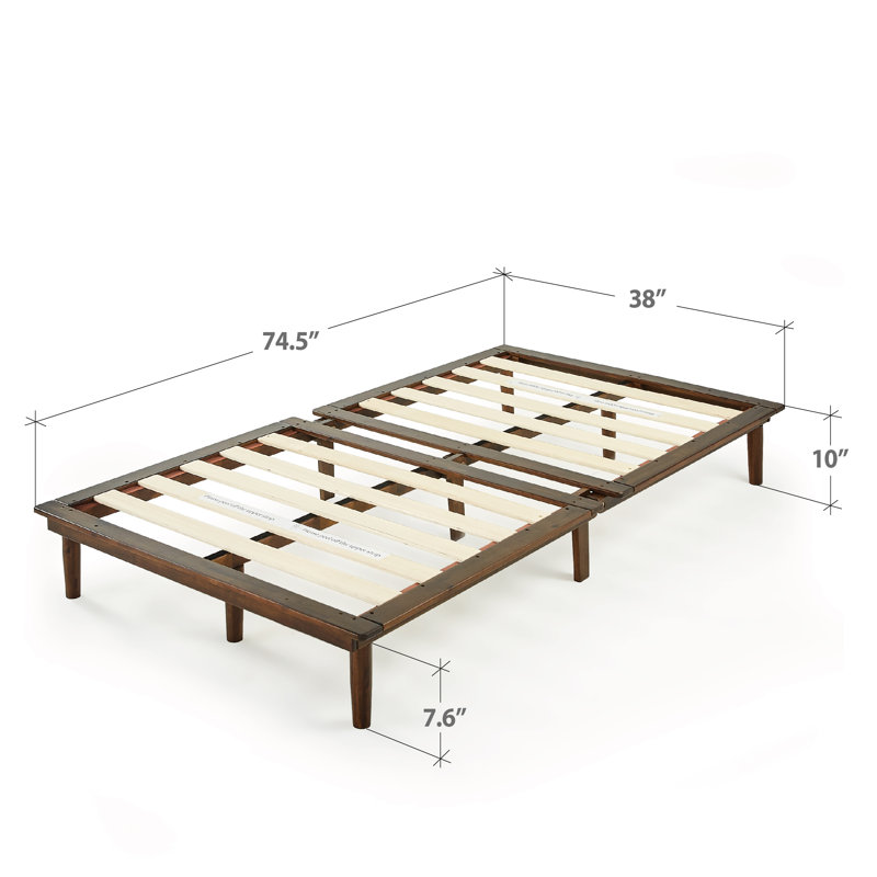 Structure de lit plateforme en bois massif 10 pouces avec support de lattes en bois robuste, Simple