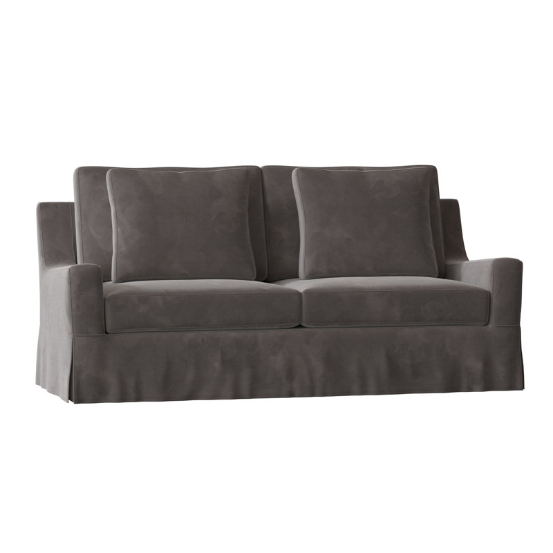 Canapé à accoudoirs carrés Nancy, Velours gris anthracite, Moyenne, 72 pouces