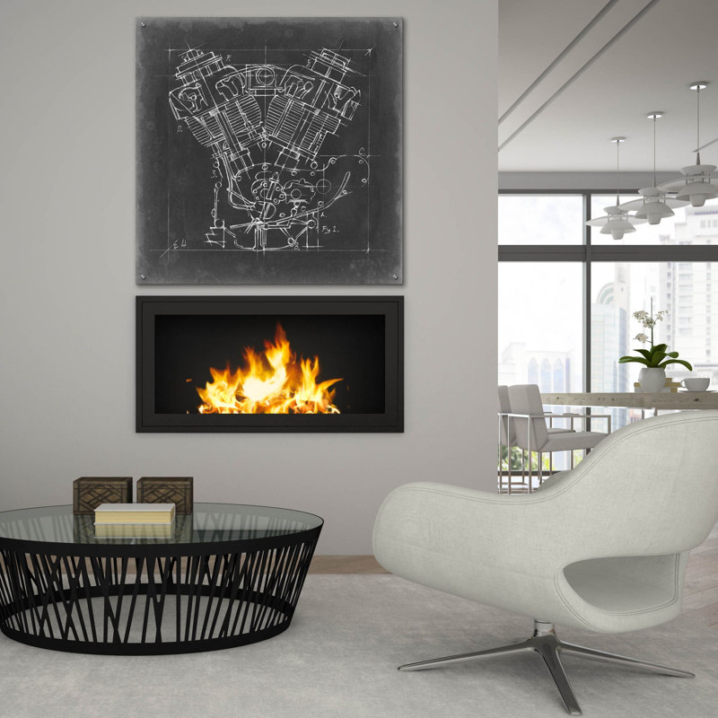 Art mural en verre acrylique «Moto» par Ethan Harper, H 36 po x l 36 po